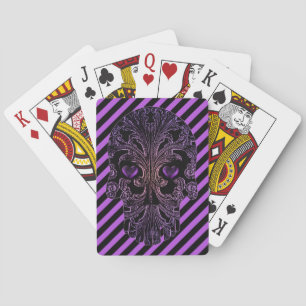 Filigree Skull in Shades of Purple Playing Cards