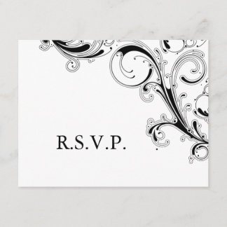 Filigree Swirl Black/White RSVP Card