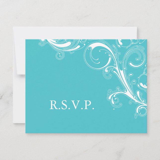 Filigree Swirl Blue Curacao RSVP (Front)
