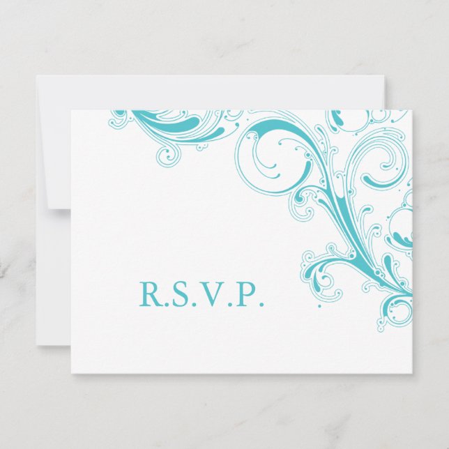 Filigree Swirl Blue Curacao RSVP (Front)