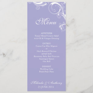 Filigree Swirl Lavender Menu