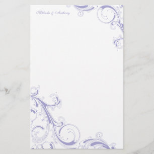 Filigree Swirl Lavender Stationery