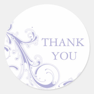 Filigree Swirl Lavender Thank You Classic Round Sticker