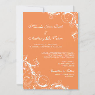 Filigree Swirl Orange Invitation
