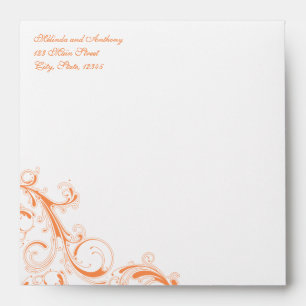 Filigree Swirl Orange Square Envelopes