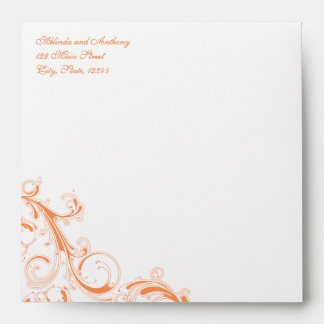 Filigree Swirl Orange Square Envelopes