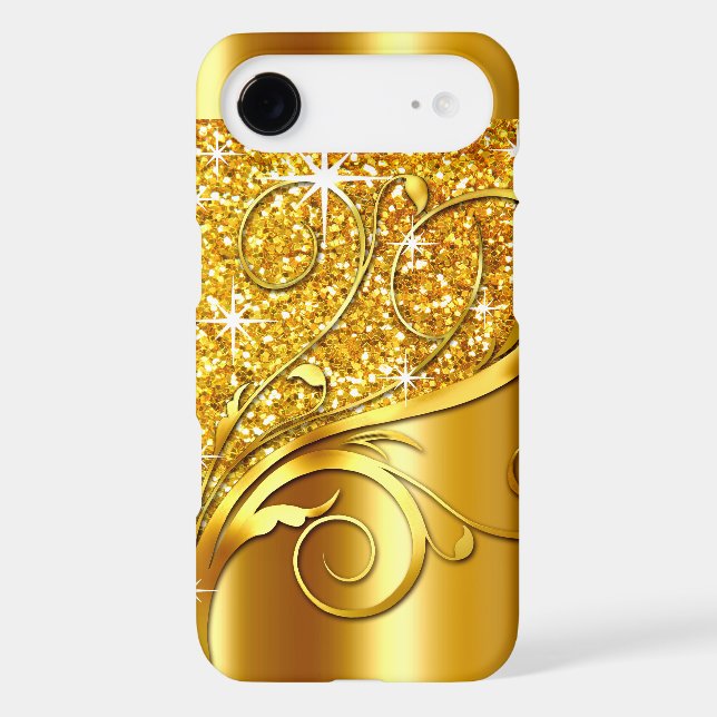 Filigree Vines Glitter Metal | gold metallic Case-Mate iPhone Case (Back)