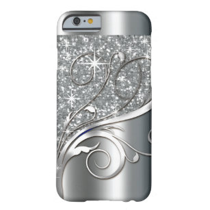 Filigree Vines Glitter Metal   silver metallic Barely There iPhone 6 Case