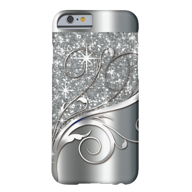 Filigree Vines Glitter Metal | silver metallic Case-Mate iPhone Case (Back)