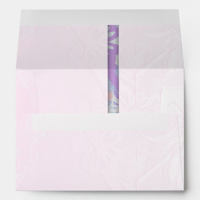 Filigreed Wedding Pink Silk Damask Flower Envelope (Back (Bottom))