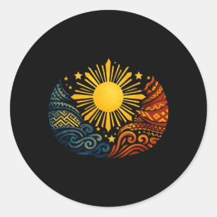 Filino Tribal Philipnes Sun Mandala Waves Pattern Classic Round Sticker