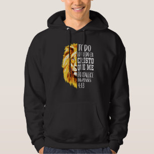 Filipenses 4 13 Men Christian Verse Lion Judah Spa Hoodie