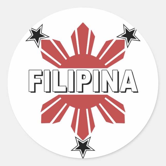 Filipina Sun and Star Classic Round Sticker (Front)