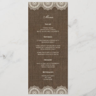 Filipiniana Lace on Burlap Wedding Menu Card