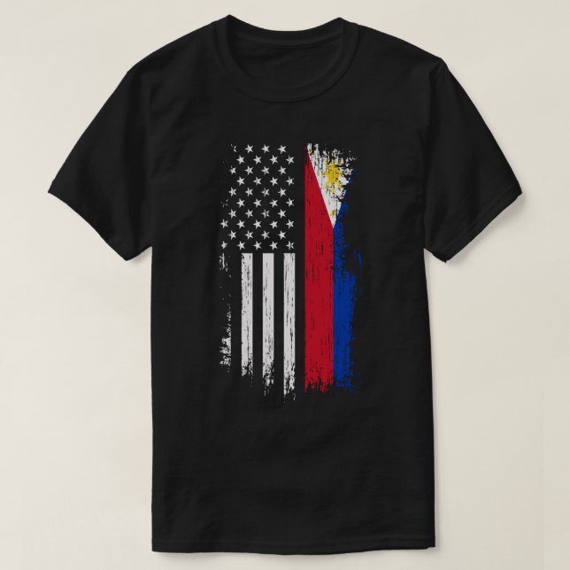 Filipino American Flag Hoodie - Pride Philippines  T-Shirt (Design Front)