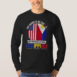 Filipino American Patriot Heart Is From Philippine T-Shirt
