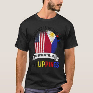 Filipino American Patriot Heart Is From Philippine T-Shirt