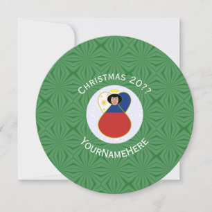 Filipino Angel Flag Christmas Personalise Round Invitation