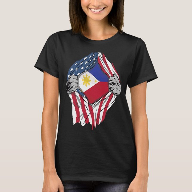 Filipino Blood Inside Me Philippines Flag T-Shirt (Front)