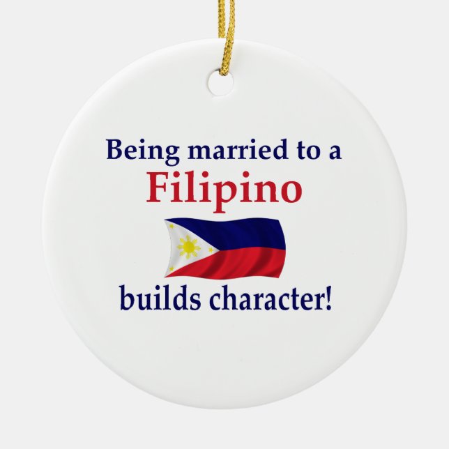 Filipino Builds Character Ceramic Tree Decoration (Front)