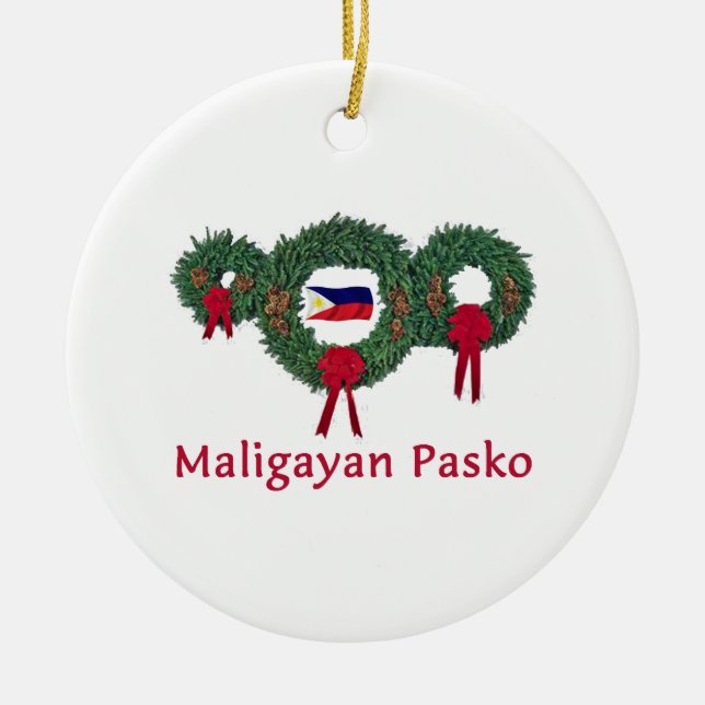 Filipino Christmas 2 Ceramic Tree Decoration (Front)