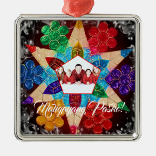 Filipino Family Colourful Lantern, Parol Style Metal Ornament