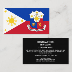 Filipino Flag & Coat of Arms, Flag of Philippines Business Card