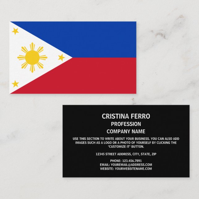 Filipino Flag, Flag of the Philippines Business Card (Front/Back)