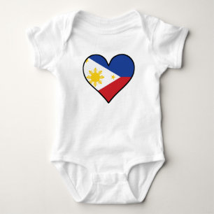 Filipino Flag Heart Baby Bodysuit