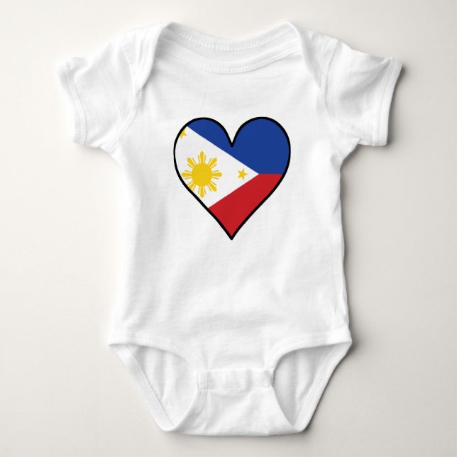 Filipino Flag Heart Baby Bodysuit (Front)