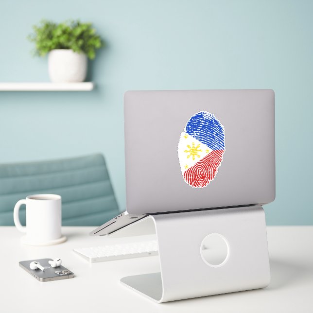 Filipino Flag laptop sticker (Laptop On Desk)