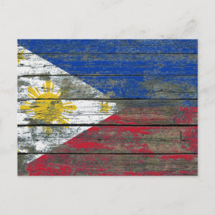 Filipino Flag on Rough Wood Boards Effect Postcard