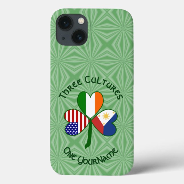 Filipino Irish American Flags Shamrock Personalise Case-Mate iPhone Case (Back)