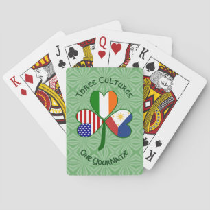 Filipino Irish American Flags Shamrock Personalise Playing Cards