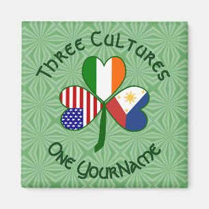 Filipino Irish American Flags Shamrock Your Name Magnet