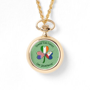 Filipino Irish American Flags Shamrock Your Name Watch