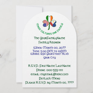 Filipino Irish USA Shamrock Family Reunion Invitation