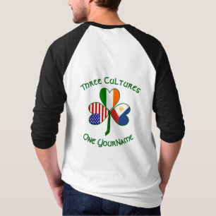 Filipino Irish USA Shamrock Flag Personalised T-Shirt