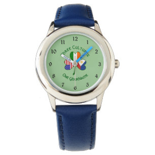 Filipino Irish USA Shamrock Flag Personalised Watch