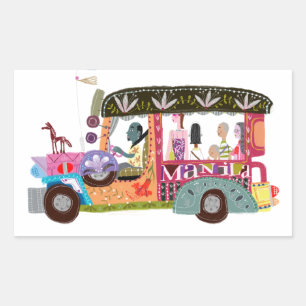 Filipino Jeepney Ride Rectangular Sticker