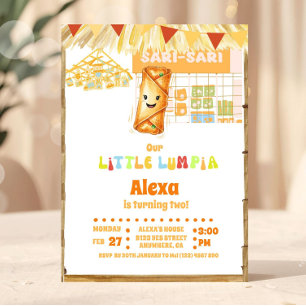 Filipino Little Lumpia Theme Birthday Invitation