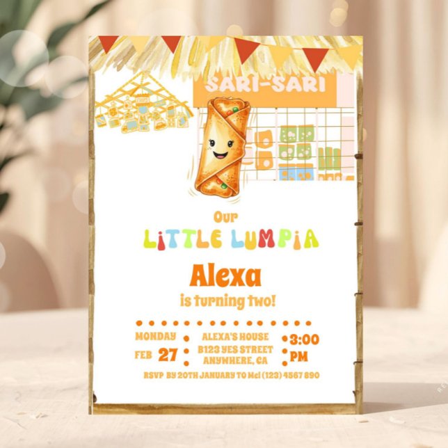 Filipino Little Lumpia Theme Birthday Invitation (Filipino Birthday Invitation, Little Lumpia, Lumpia Theme Birthday, Lumpia Birthday Invite)