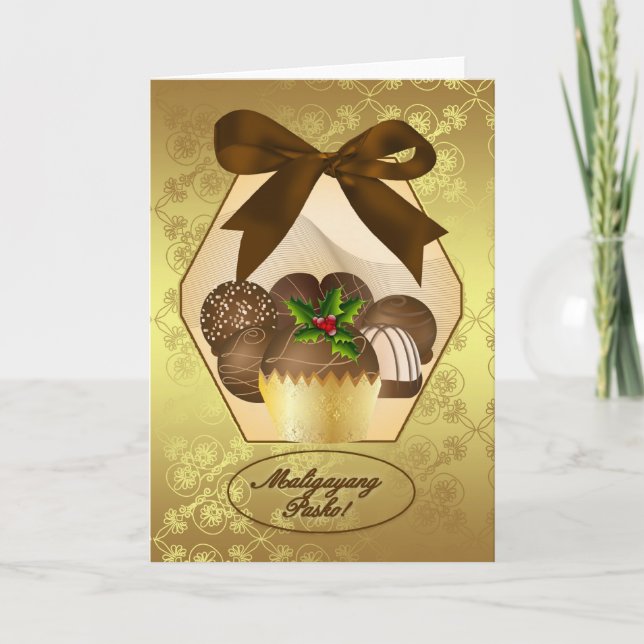 Filipino - Luxury Chocolate Christmas Greeting Car Holiday Card (Front)