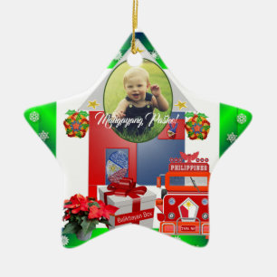 Filipino Parol, Flag, Balikbayan Box, Jeepney Ceramic Ornament