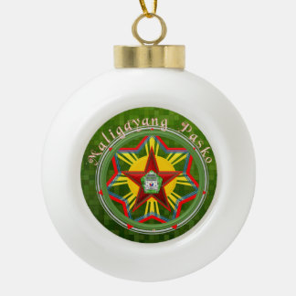 Filipino Parol, Jeepney, Philippines' Flag Ceramic Ball Christmas Ornament