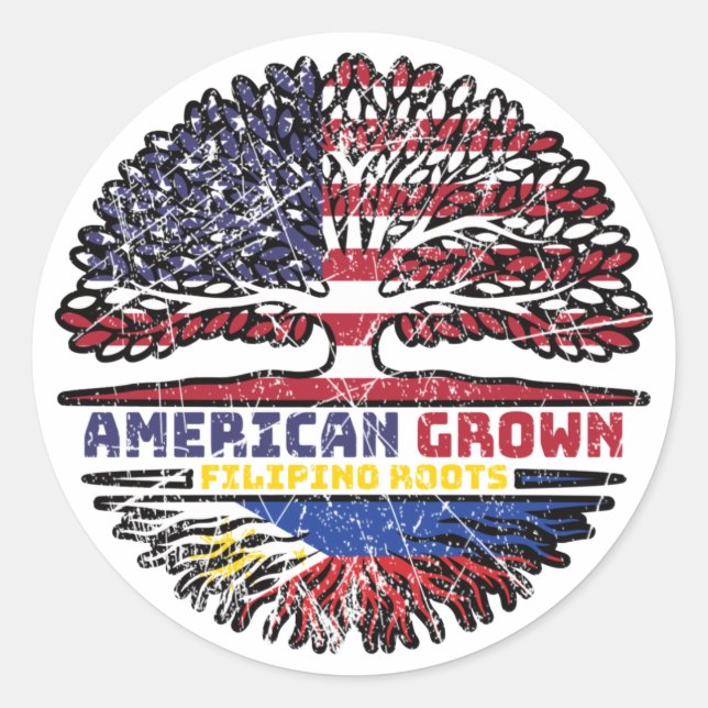 Filipino Philippines US American USA United States Classic Round Sticker (Front)