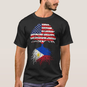 Filipino Roots American Grown Philippines Usa Tree T-Shirt