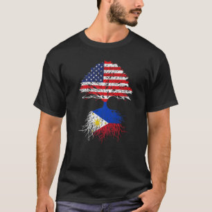 Filipino Roots American Grown Philippines Usa Tree T-Shirt
