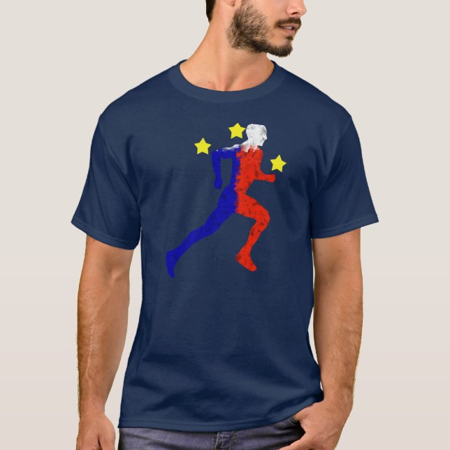 Filipino Runner flag squares T-Shirt (Front)
