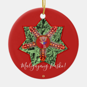 Filipino Star Parol, Beach, Star Fish, Green Ceramic Ornament